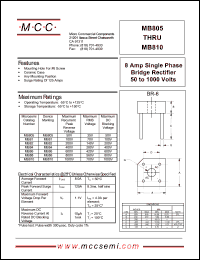 MB805 datasheet: 8.0A, 50V ultra fast recovery rectifier MB805