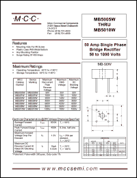 MB5005W datasheet: 50A, 50V ultra fast recovery rectifier MB5005W