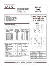 MB151 datasheet: 15A, 100V ultra fast recovery rectifier MB151