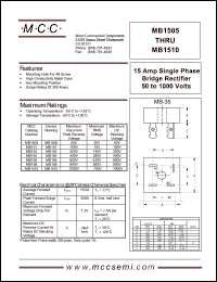 MB1510 datasheet: 15A, 1000V ultra fast recovery rectifier MB1510