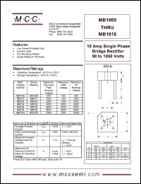MB1005 datasheet: 10A, 50V ultra fast recovery rectifier MB1005