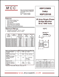 KBPC2501S datasheet: 25A, 100V ultra fast recovery rectifier KBPC2501S