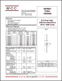 HER605 datasheet: 6.0A, 400V ultra fast recovery rectifier HER605