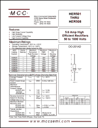HER507 datasheet: 5.0A, 800V ultra fast recovery rectifier HER507