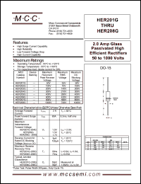 HER203G datasheet: 2.0A, 200V ultra fast recovery rectifier HER203G