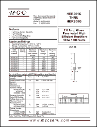 HER208G datasheet: 1.0A, 1000V ultra fast recovery rectifier HER208G