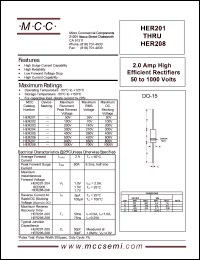 HER201 datasheet: 2.0A, 50V ultra fast recovery rectifier HER201