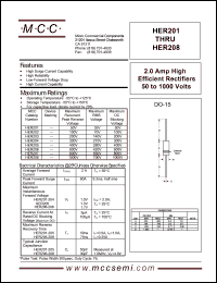 HER208 datasheet: 1.0A, 1000V ultra fast recovery rectifier HER208