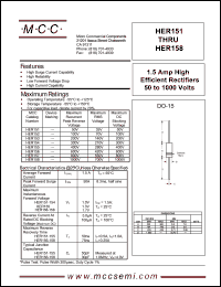 HER157 datasheet: 1.5A, 800V ultra fast recovery rectifier HER157