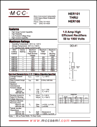 HER108 datasheet: 1.0A, 1000V ultra fast recovery rectifier HER108