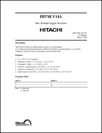 HD74LV14A datasheet: Hex Schmitt-trigger Inverters HD74LV14A