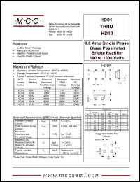 HD04 datasheet: 0.8A, 400V ultra fast recovery rectifier HD04