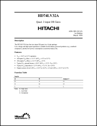 HD74LV32A datasheet: Quad. 2-input OR Gates HD74LV32A
