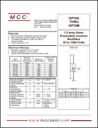 GP15K datasheet: 1.5A, 800V ultra fast recovery rectifier GP15K