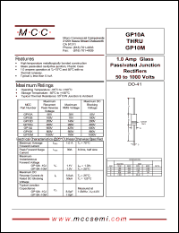 GP10G datasheet: 1.0A, 400V ultra fast recovery rectifier GP10G