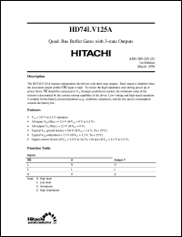 HD74LV125A datasheet: Quad. Bus Buffer Gates with 3-state outputs HD74LV125A