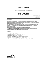 HD74LV138A datasheet: 3-to-8 line Decoder/Demultiplexer HD74LV138A