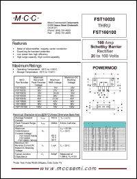 FST100100 datasheet: 100A, 100V ultra fast recovery rectifier FST100100
