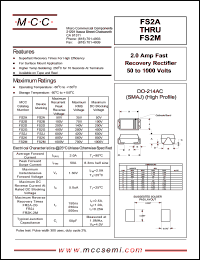 FS2B datasheet: 2.0A, 100V ultra fast recovery rectifier FS2B