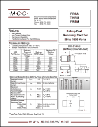 FR8M datasheet: 8.0A, 1000V ultra fast recovery rectifier FR8M
