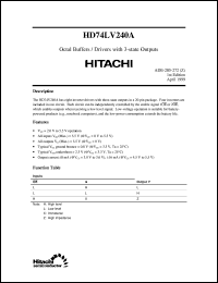 HD74LV240A datasheet: Octal Buffers/Line Drivers/Line Receivers with inverted 3-state outputs HD74LV240A
