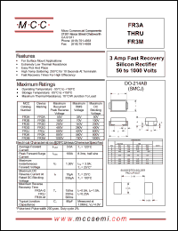 FR3B datasheet: 3.0A, 100V ultra fast recovery rectifier FR3B