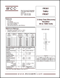 FR303 datasheet: 3.0A, 200V ultra fast recovery rectifier FR303