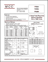 FR2B datasheet: 2.0A, 100V ultra fast recovery rectifier FR2B