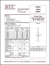 FR202 datasheet: 2.0A, 100V ultra fast recovery rectifier FR202