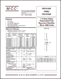 FR151GP datasheet: 1.5A, 50V ultra fast recovery rectifier FR151GP