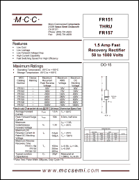 FR153 datasheet: 1.5A, 200V ultra fast recovery rectifier FR153