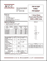 FR1014GP datasheet: 1.0A, 1400V ultra fast recovery rectifier FR1014GP