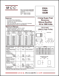 ES2A datasheet: 2.0A, 50V ultra fast recovery rectifier ES2A