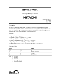 HD74LV4040A datasheet: 12-stage Binary Counter HD74LV4040A