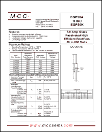 EGP30B datasheet: 3.0A, 100V ultra fast recovery rectifier EGP30B