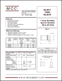 DL5819 datasheet: 1.0A, 40V ultra fast recovery rectifier DL5819