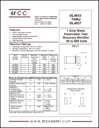 DL4933 datasheet: 1.0A, 50V ultra fast recovery rectifier DL4933