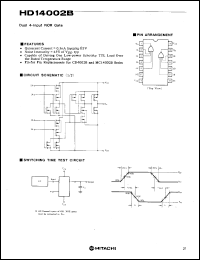 HD14002B datasheet: Dual 4-input NOR Gates HD14002B