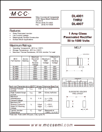 DL4001 datasheet: 1.0A, 50V ultra fast recovery rectifier DL4001