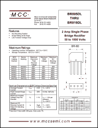 BR805DL datasheet: 2.0A, 50V ultra fast recovery rectifier BR805DL