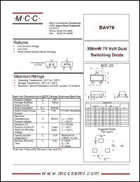 BAV70 datasheet: 100V ultra fast recovery rectifier BAV70