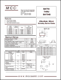 BAT54C datasheet: 0.3A, 30V ultra fast recovery rectifier BAT54C