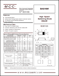 BAS16W datasheet: 200mA, 75V ultra fast recovery rectifier BAS16W