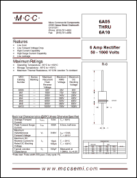 6A10 datasheet: 6.0A, 1000V ultra fast recovery rectifier 6A10