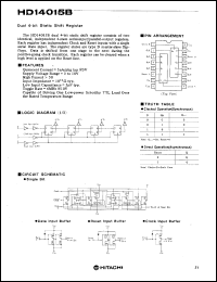 HD14015B datasheet: Dual 4-bit Static Shift Register HD14015B