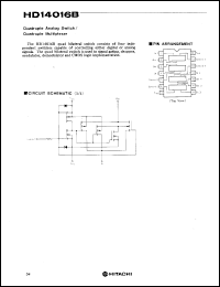 HD14016B datasheet: Quad. Analog Switch/Quad. Multiplexer HD14016B