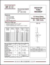 1N5391GP datasheet: 1.5A, 50V ultra fast recovery rectifier 1N5391GP