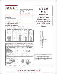 1N4946GP datasheet: 1.0A, 600V ultra fast recovery rectifier 1N4946GP