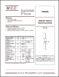 1N4448 datasheet: 100V ultra fast recovery rectifier 1N4448