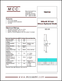1N4154 datasheet: 35V ultra fast recovery rectifier 1N4154